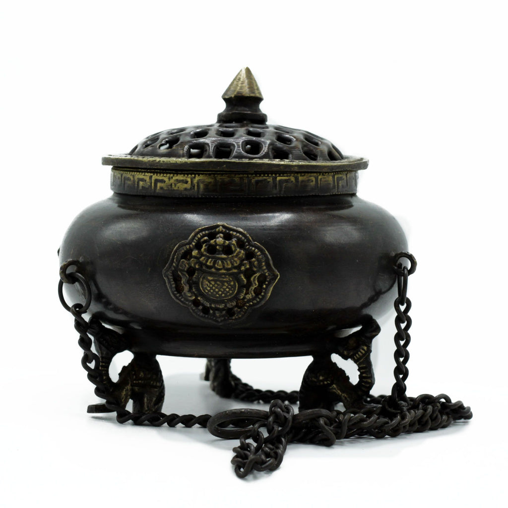 Brass Tibetan Burner - Hanging Pot