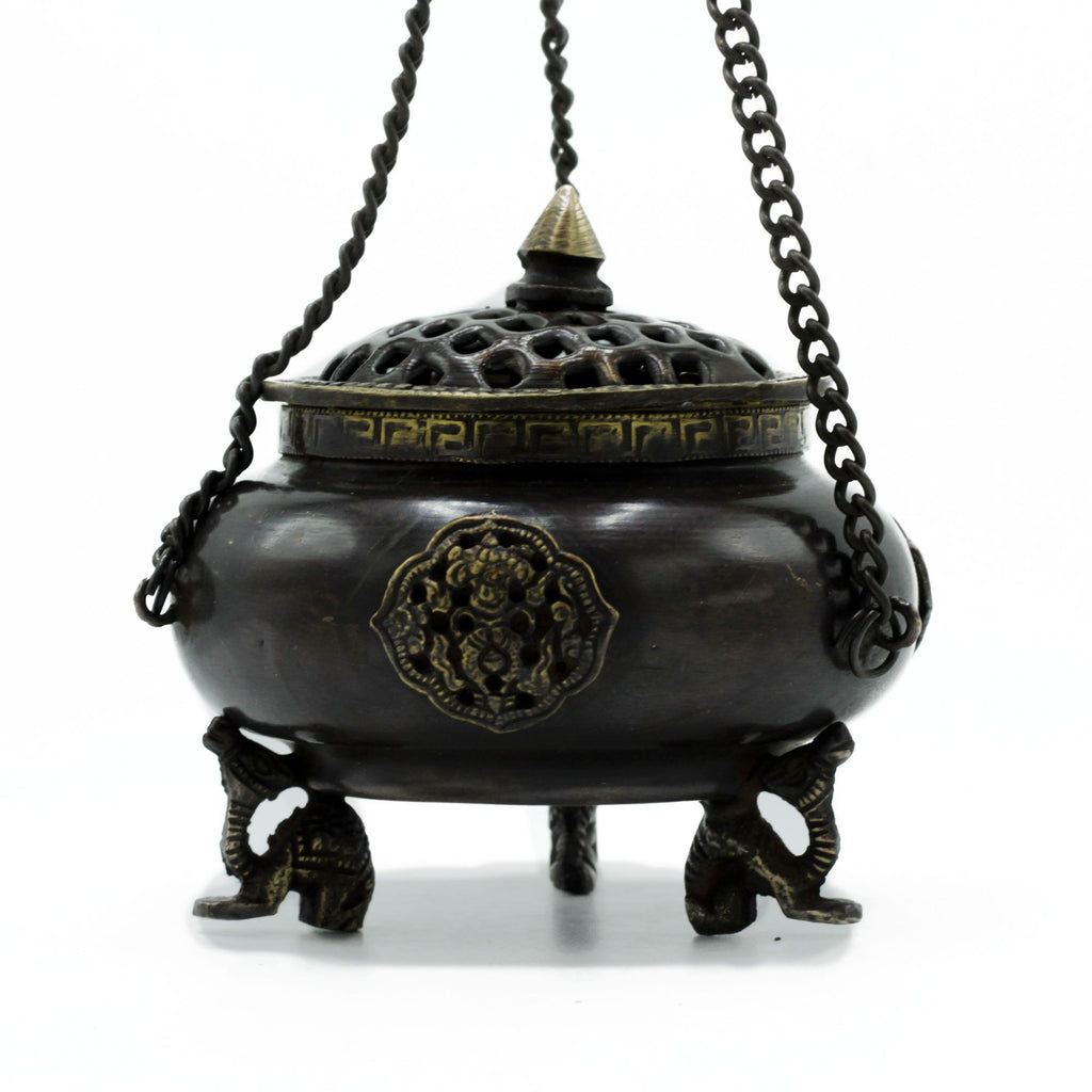 Brass Tibetan Burner - Hanging Pot