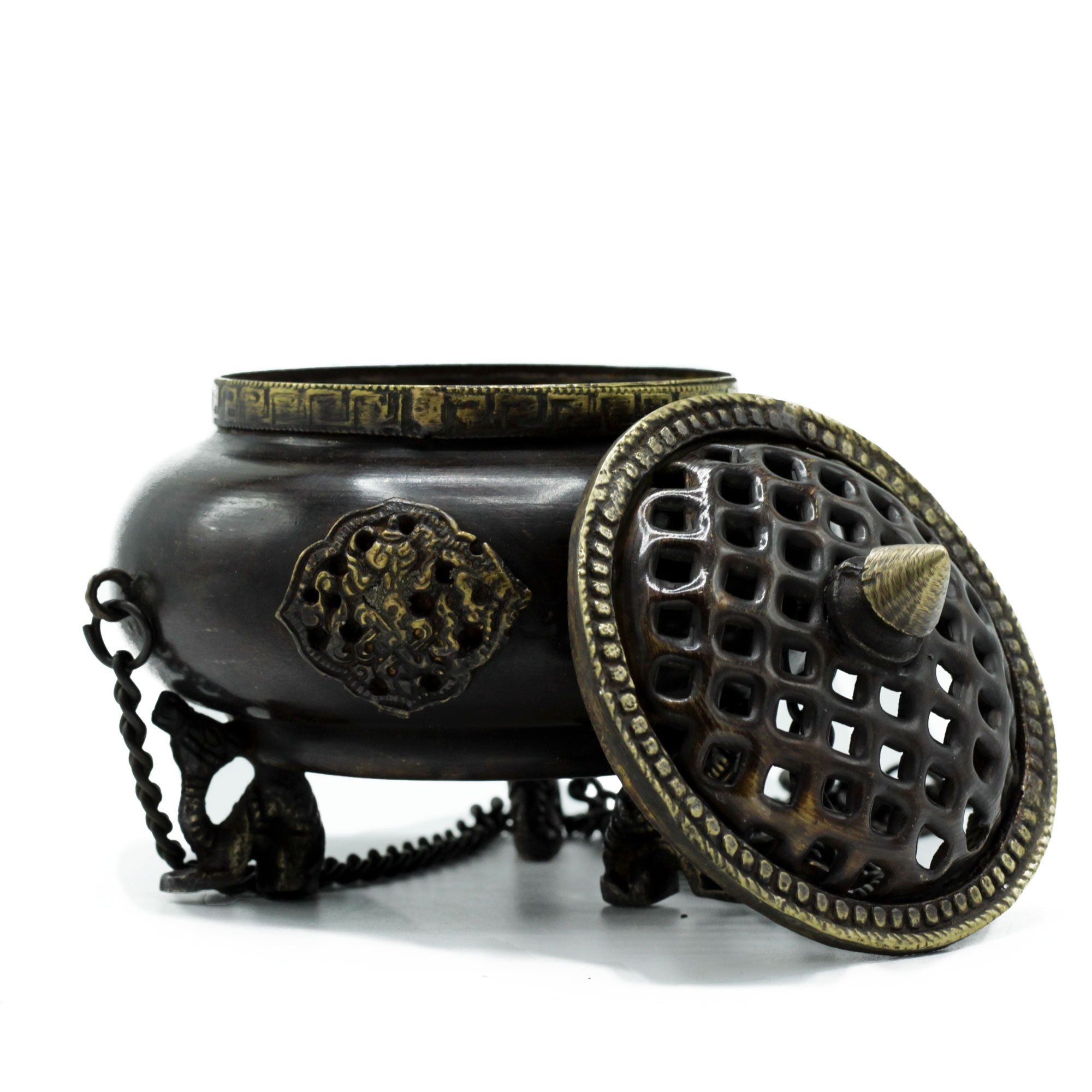 Brass Tibetan Burner - Hanging Pot