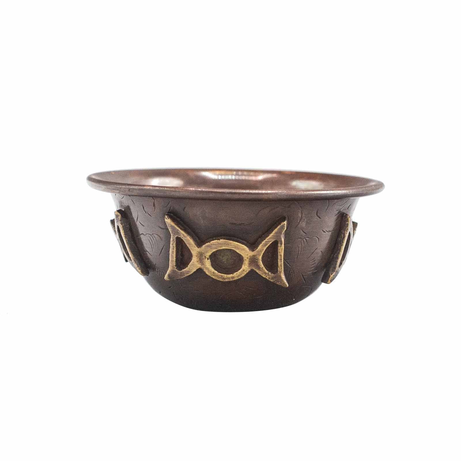 Antique Copper Ritual Bowl with Triple Moon