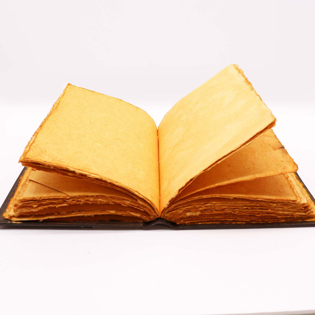 Brown Tan Book - Zinc Triple Moon Decor - 200 Deckle Edges Pages - 26x18cm