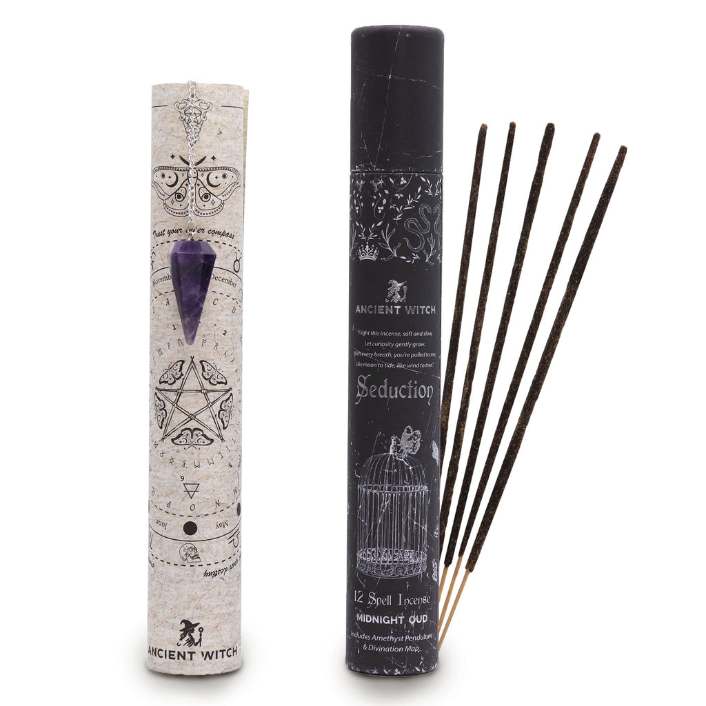 Ancient Witch Spell Incense - Seduction - Amethyst Pendulum